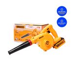 Soprador Brushless 2 Velocidades 20V INGCO – Vista lateral em uso, com detalhe do punho ergonômico