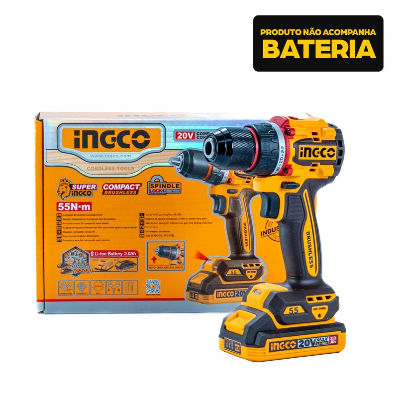 Parafusadeira Furadeira à Bateria 20V INGCO Linha P20S com Maleta e Acessórios – CDLI2055829-2