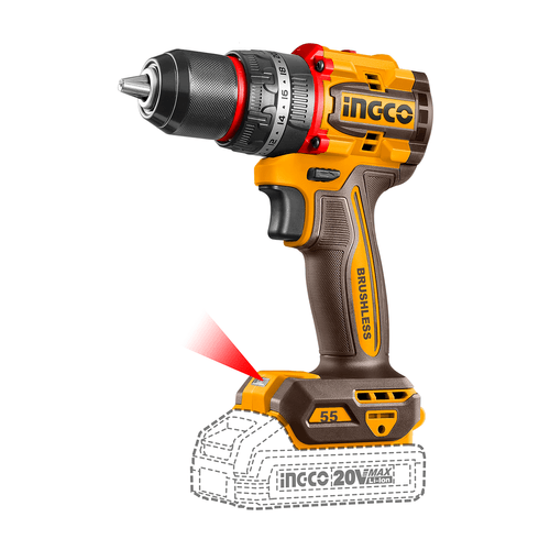 Parafusadeira Furadeira INGCO 55Nm BL Bateria 20V P20S