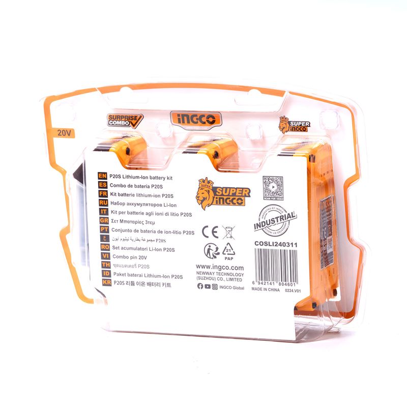 Kit 3 Baterias Íon-Lítio 20V 2.0Ah INGCO P20S Profissional – DSC08522