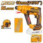 Martelete Combinado Brushless 20V INGCO com Acessórios – CRHLI20168