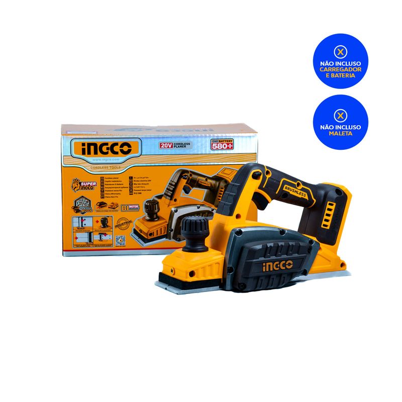 Plaina Brushless à Bateria 20V P20S INGCO com Acessórios e Bateria - CRLI20401-7