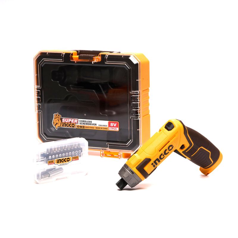 Parafusadeira Articulável 8V 1/4” 6Nm USB-C INGCO Vista Frontal