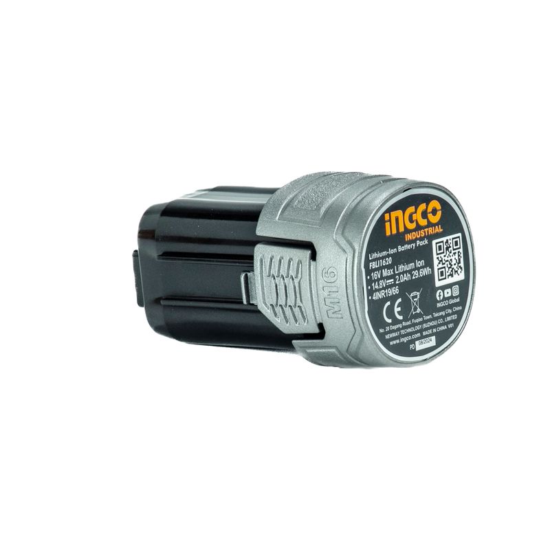 Bateria Íon-Lítio 2.0Ah 16V INGCO Linha M16 Vista Lateral – FBLI1620-3