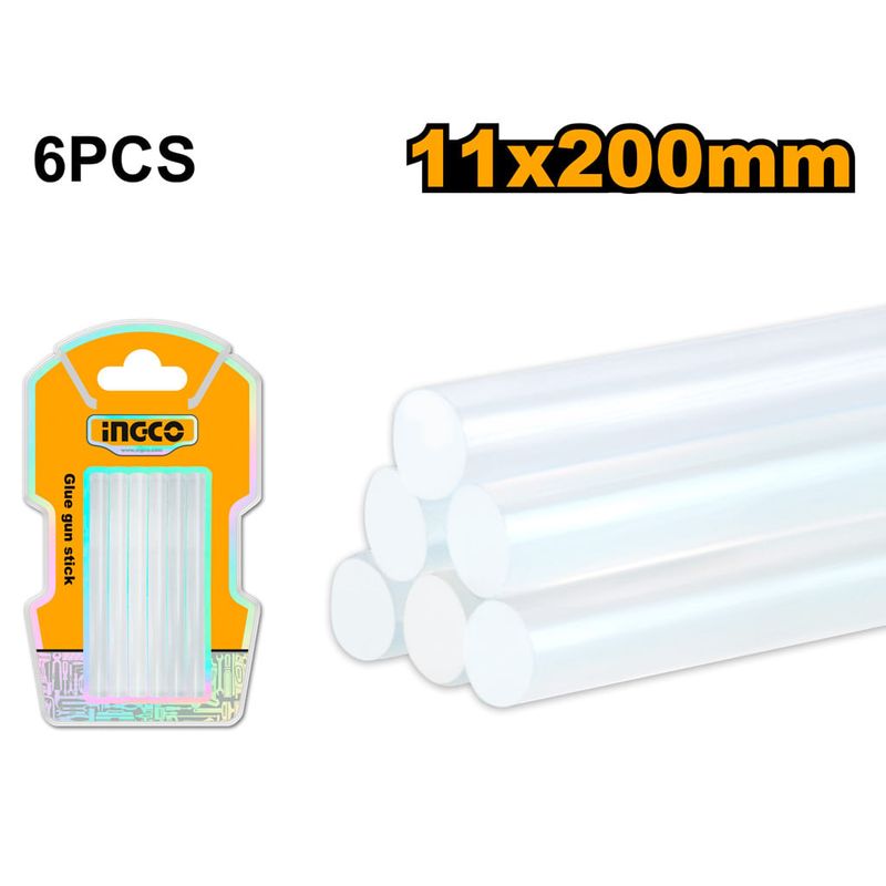 Bastão de Cola Quente 11,2 x 200mm com 6 Peças INGCO – AKTGS2061