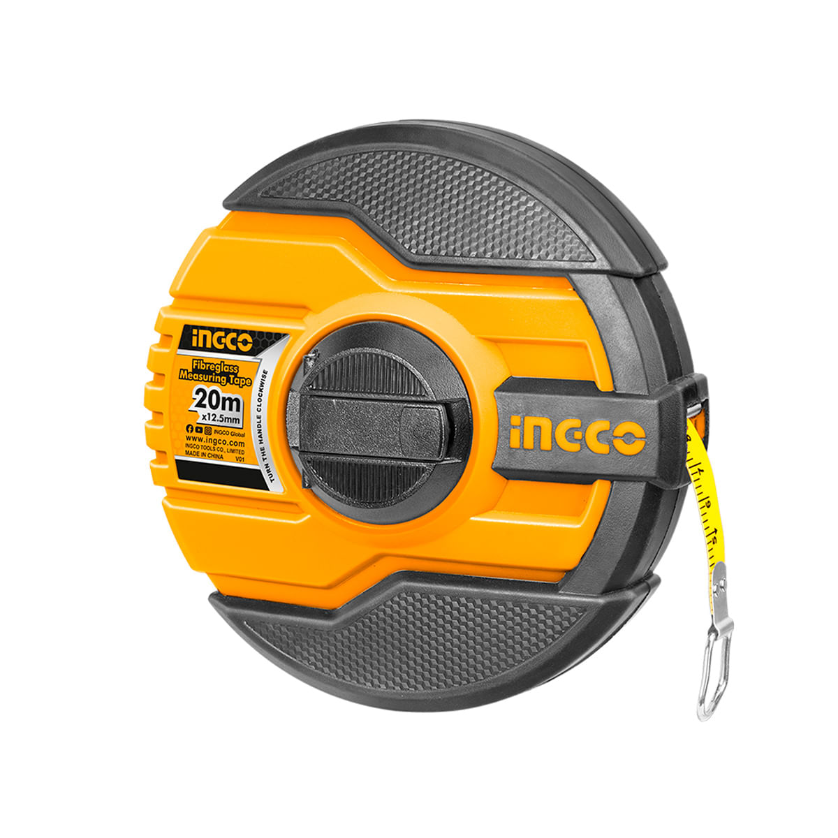 Trena de Fibra Longa Caixa Fechada 20m x 12,5mm INGCO