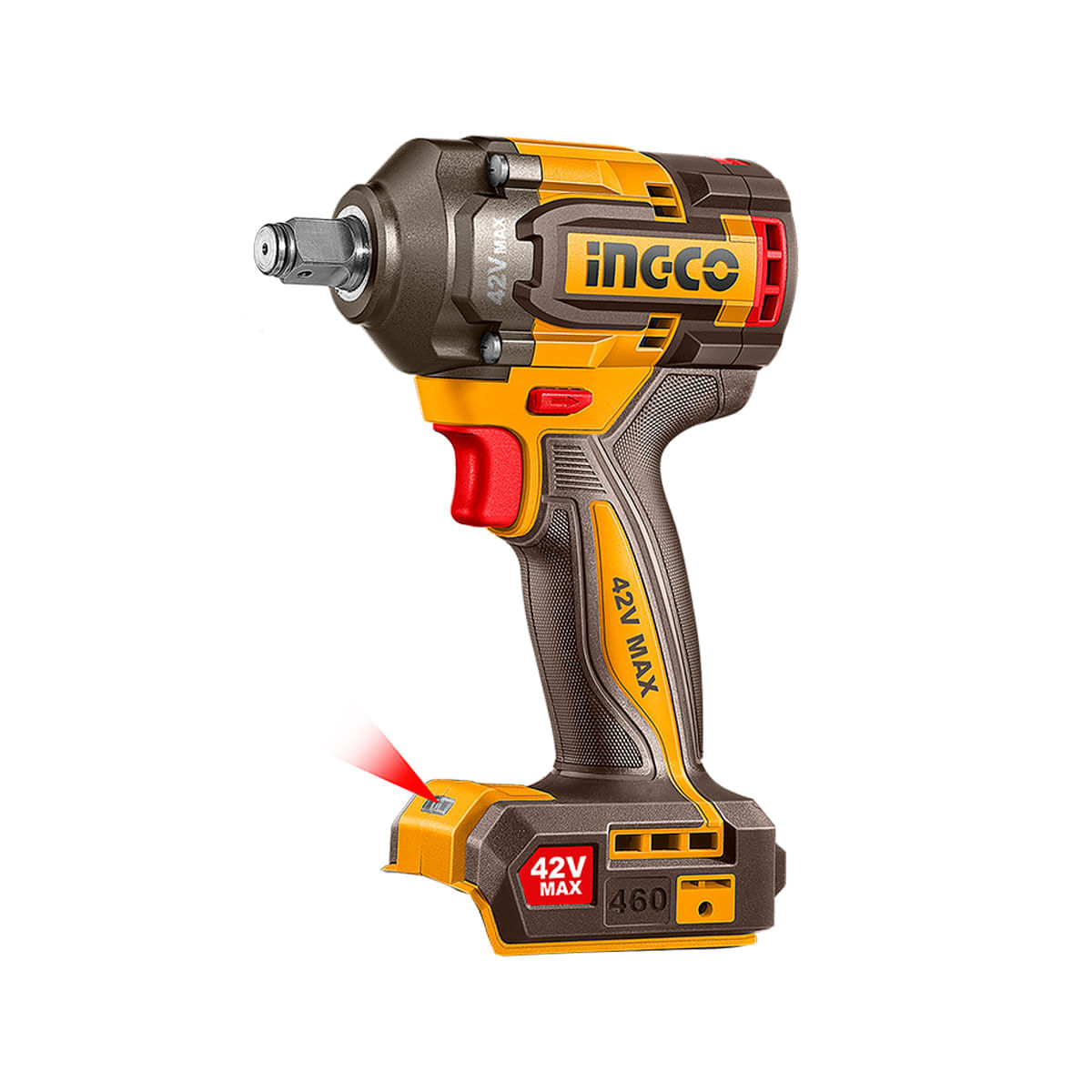 Chave de Impacto Brushless 460Nm 1/2" 42V com 1 Bateria 2Ah e Carregador INGCO