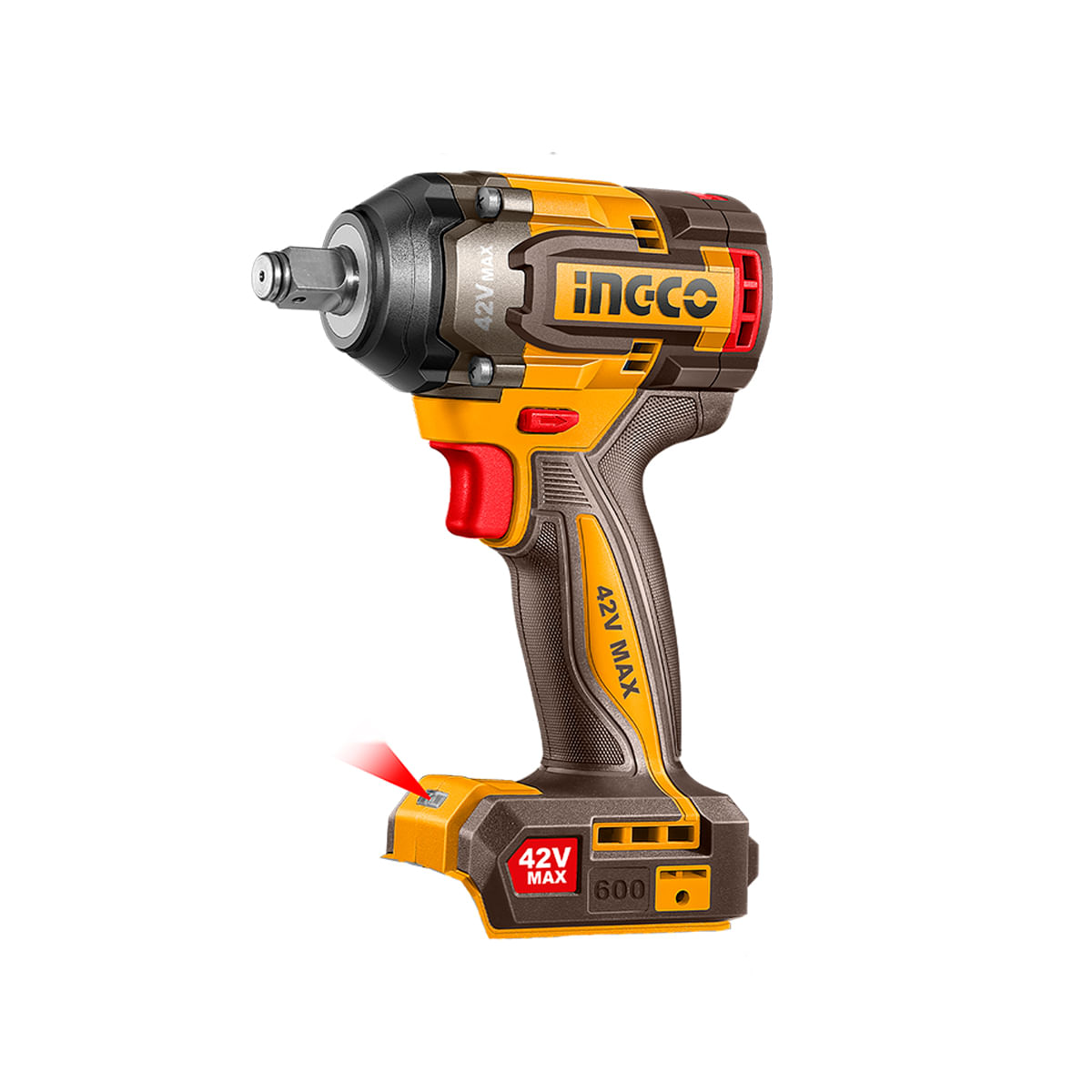 Chave de Impacto Brushless 600Nm 1/2" 42V com 2 Baterias 2Ah e Carregador INGCO