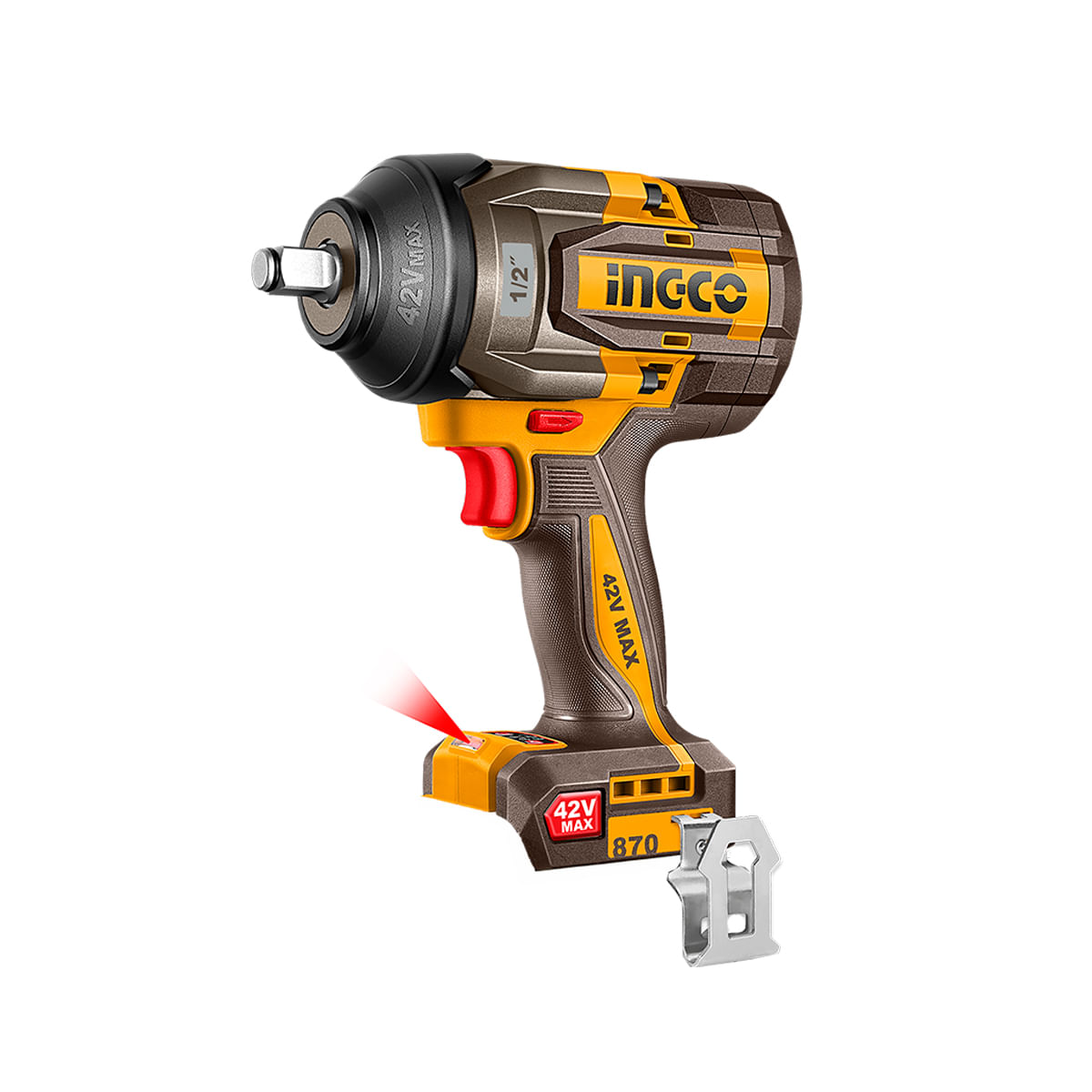 Chave de Impacto Brushless 870Nm 1/2" 42V com 2 Baterias 2Ah e Carregador INGCO