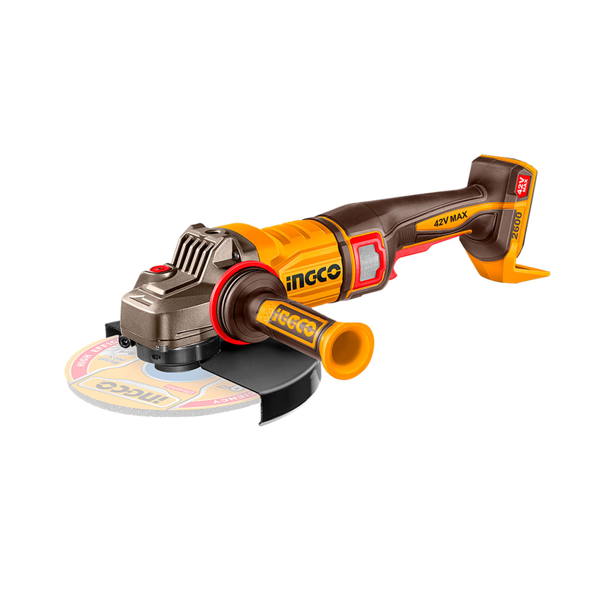 Esmerilhadeira Angular Brushless 9" 2.600W 42V com 2 Baterias 4Ah e Carregador INGCO