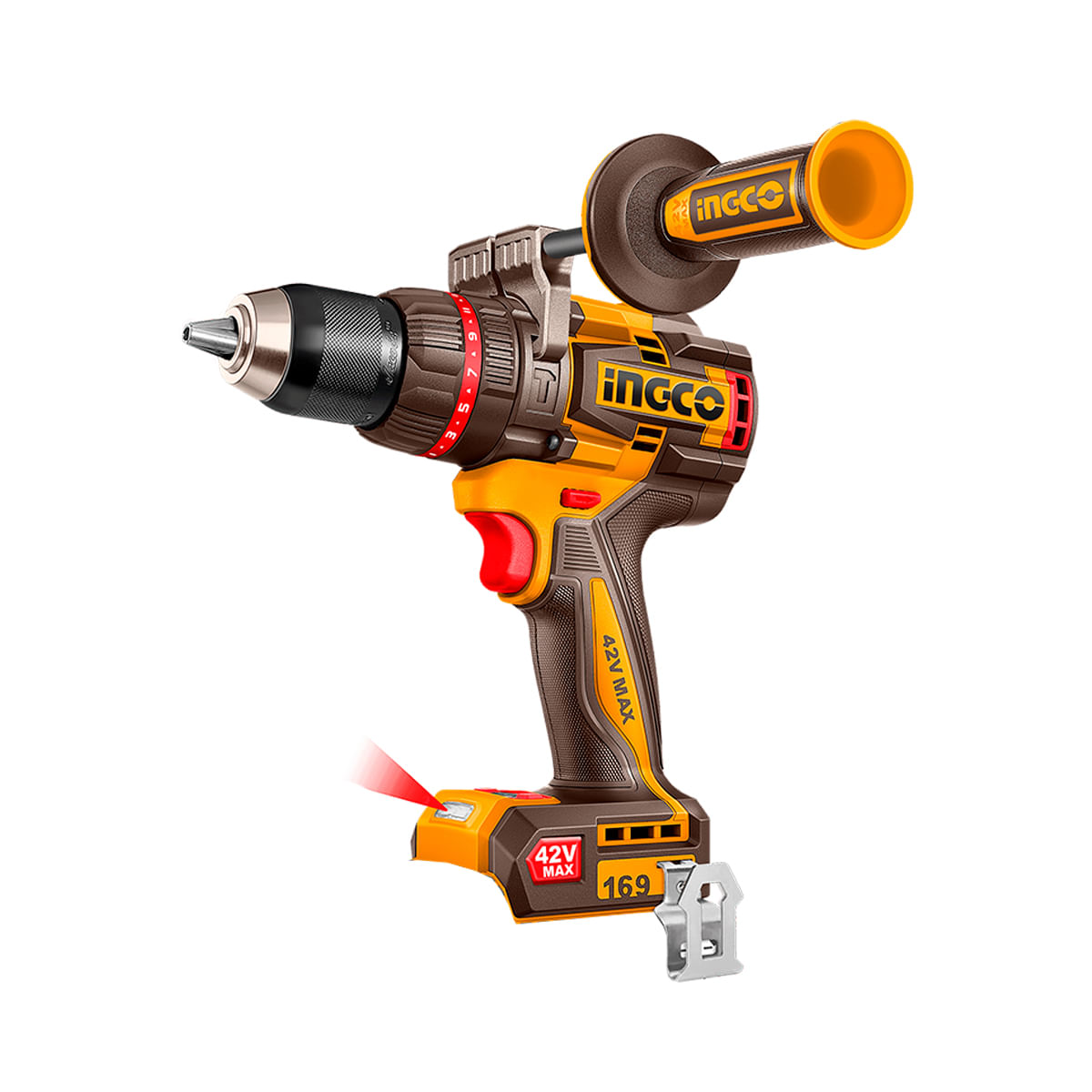 Parafusadeira/Furadeira de Impacto Brushless 169Nm 1/2" 42V com 2 Baterias 4Ah e Carregador INGCO