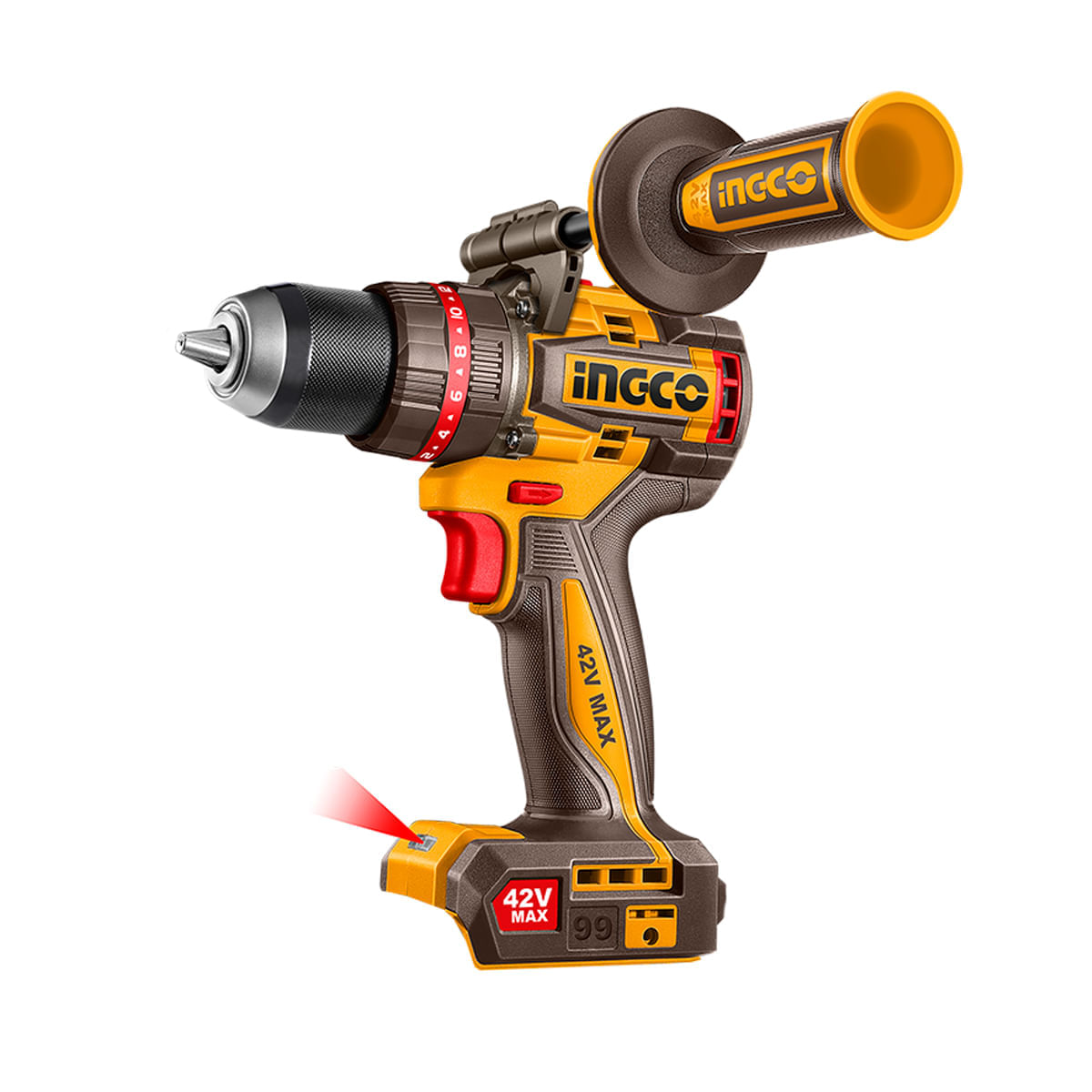 Parafusadeira/Furadeira de Impacto Brushless 99Nm 1/2" 42V com 2 Baterias 2Ah e Carregador INGCO