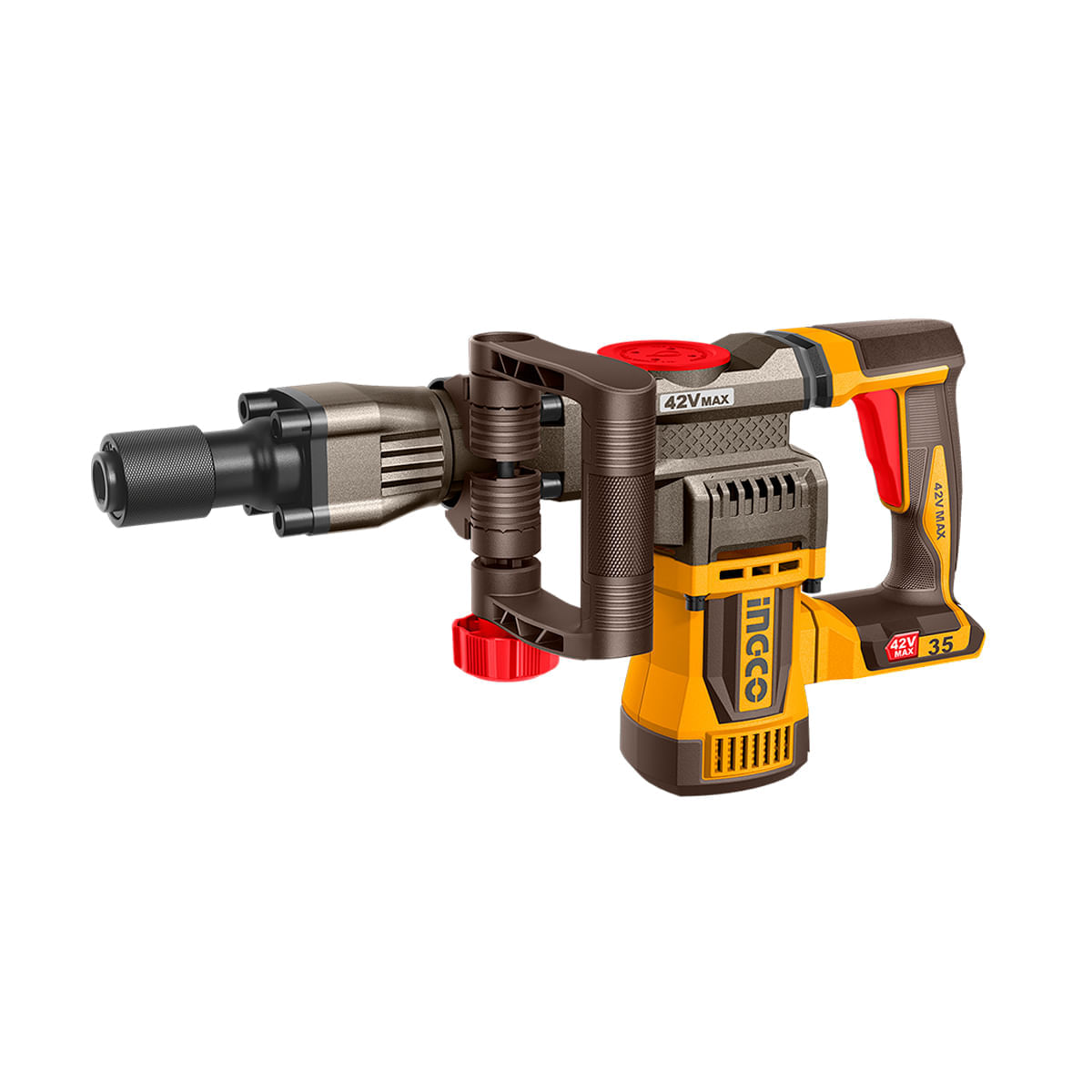 Martelo Demolidor Brushless 18J HEX 42V com 2 Baterias 2,5Ah e Carregador INGCO