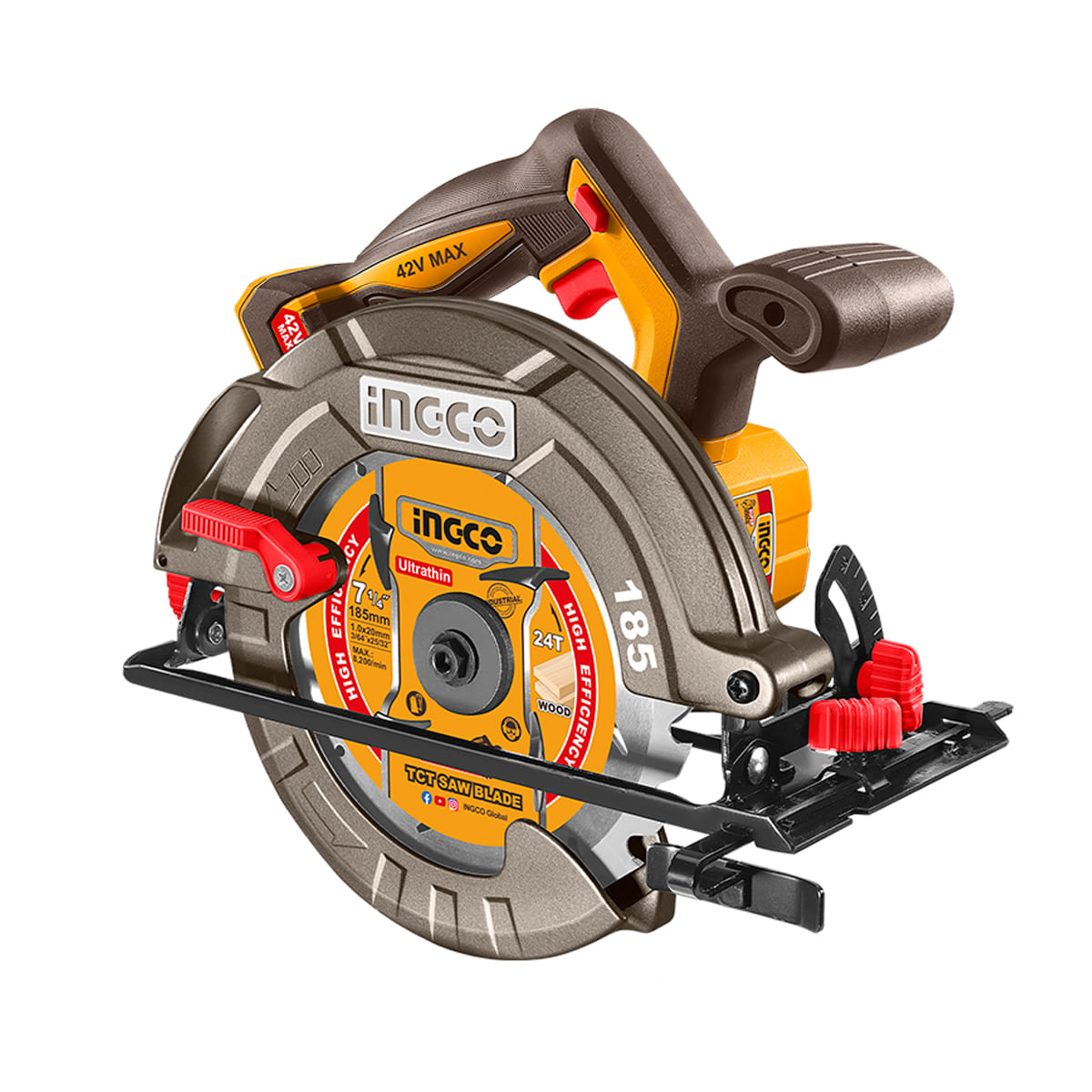 Serra Circular Brushless 7.1/4" 42V com 2 Baterias 2,5Ah e Carregador INGCO