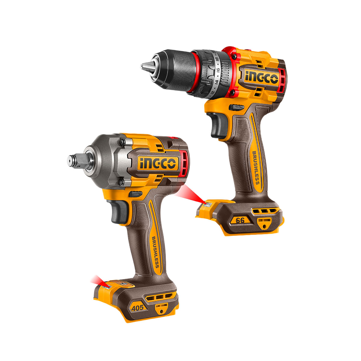 Combo Parafusadeira 66Nm + Chave de Impacto 405Nm Bateria 20V P20S INGCO