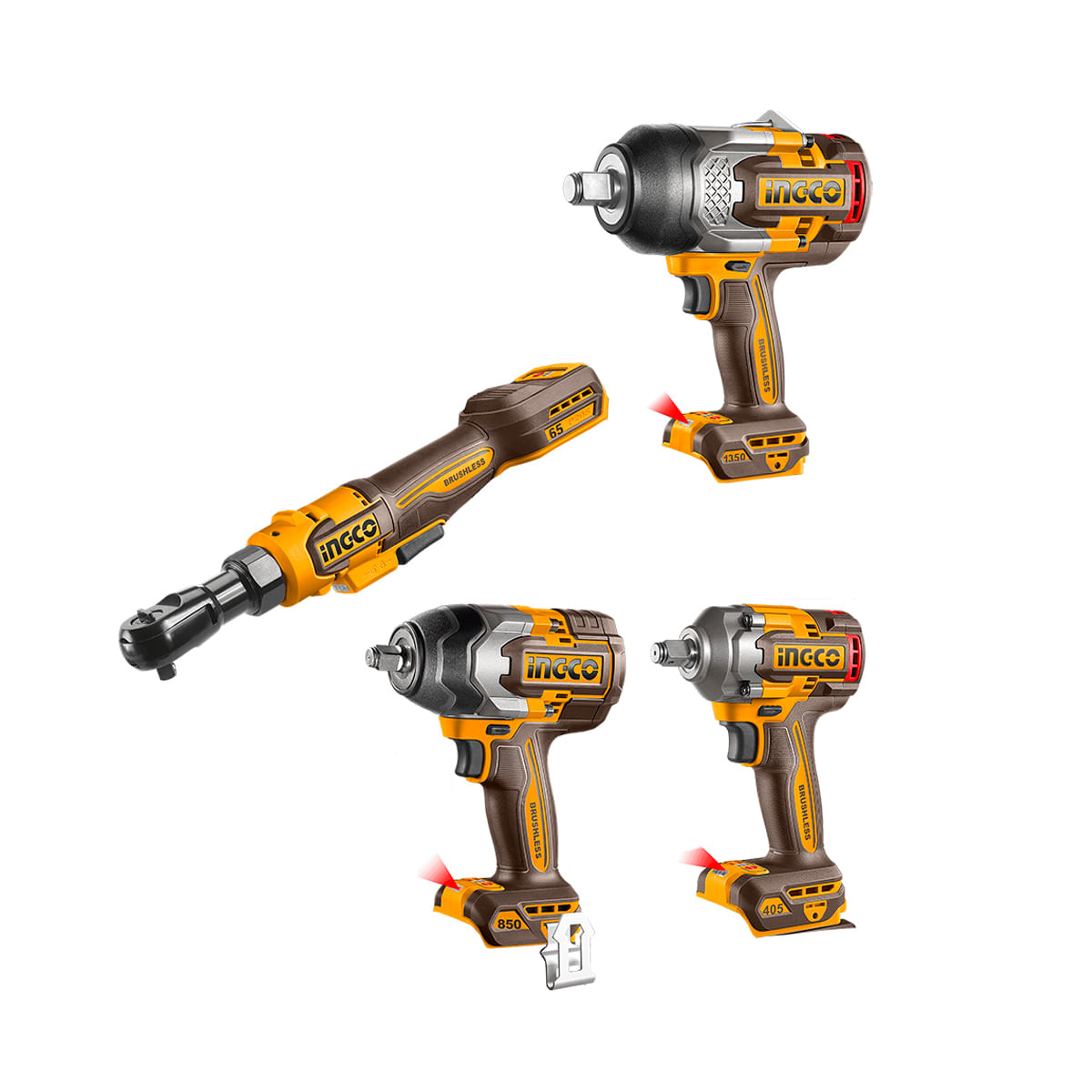 Combo 3 Chaves de Impacto e 1 Chave Catraca Bateria 20V Linha P20S INGCO